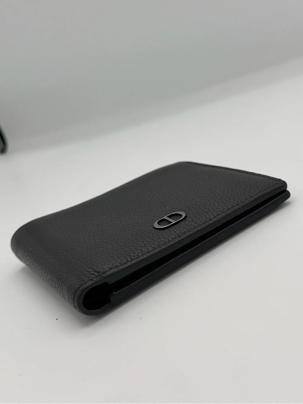 Dior Black Pebbled Leather Card & Key Holder with CD Logo